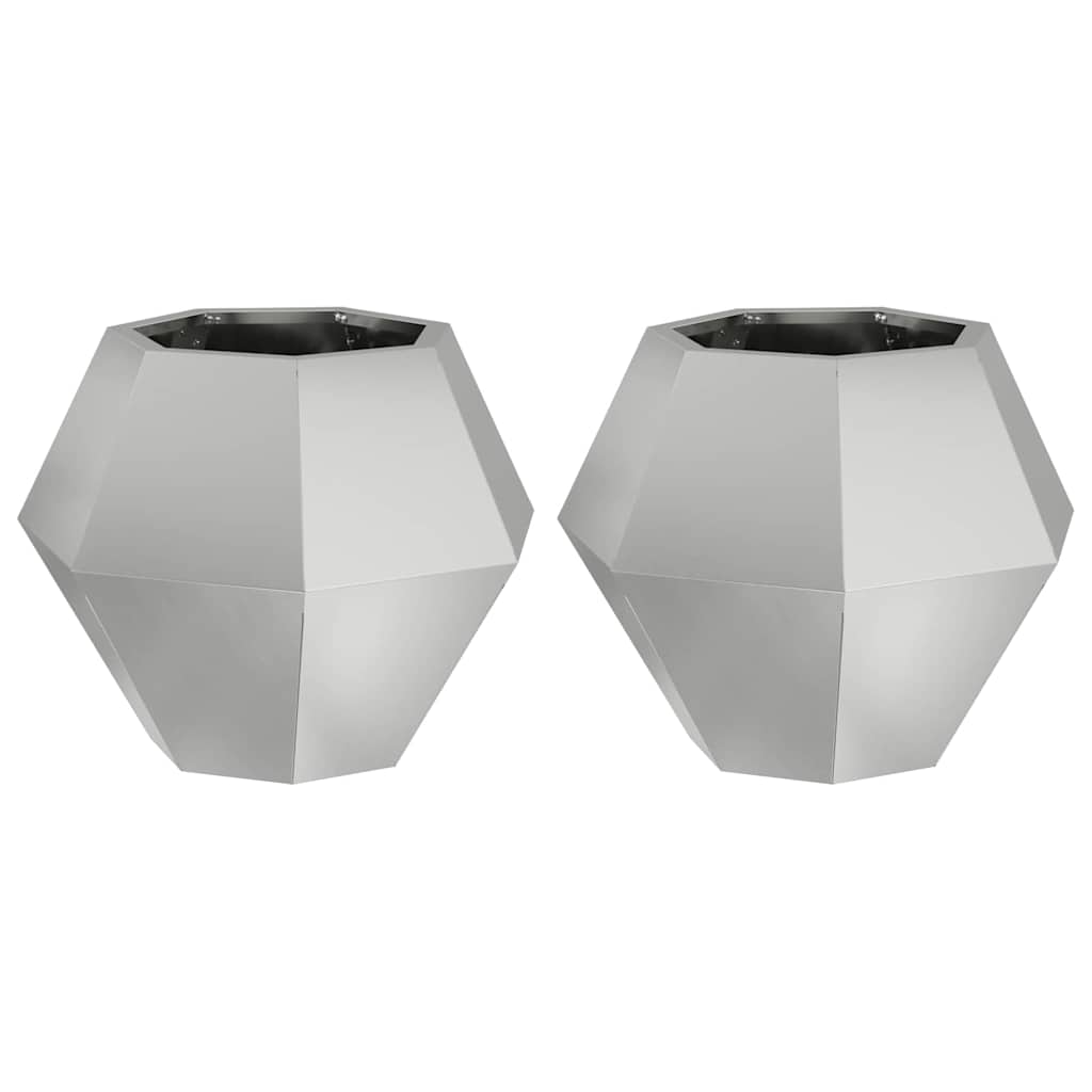 Jardinera 2 Uds. Plateado 50 X 50 X 40 Cm Acero Galvanizado_0