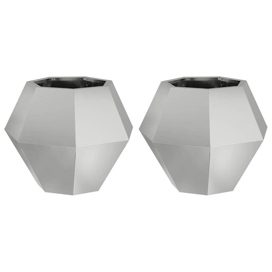 Jardinera 2 Pcs Plateado 50 X 50 X 40 Cm Acero Galvanizado_0