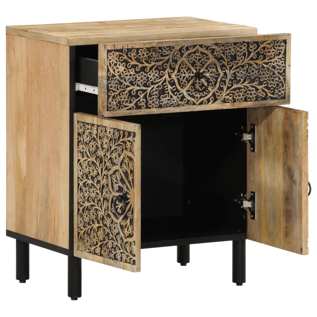 Mesita De Noche Madera Maciza De Mango 50x33x60 Cm_2