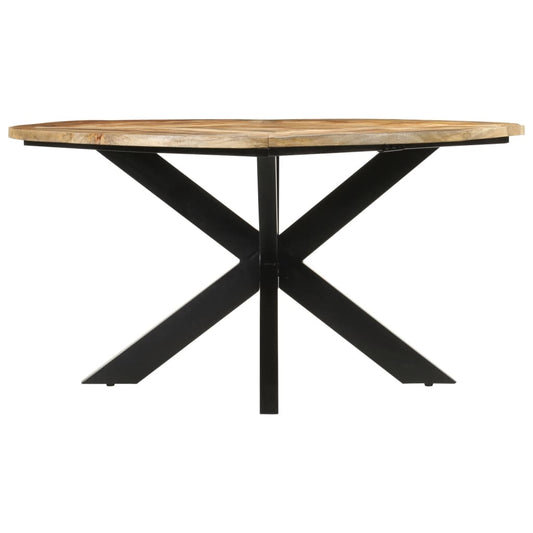 Mesa De Comedor Madera Maciza De Mango Sin Tratar Ø150x76 Cm_0