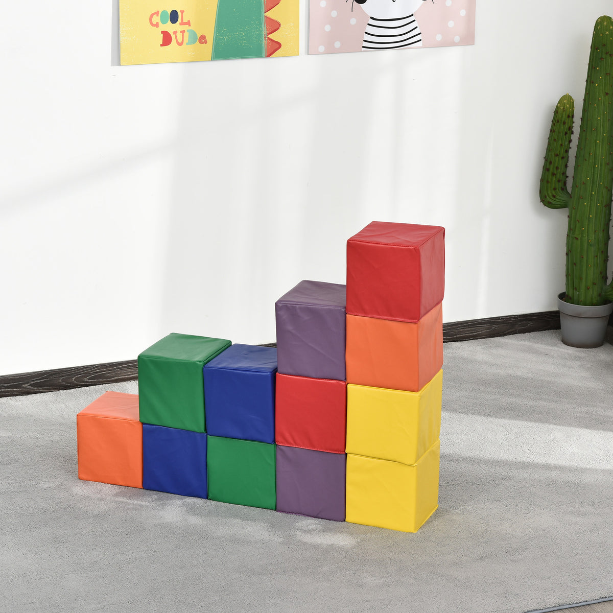 Bloques De Espuma Homcom Pu, Epe Multicolor 20x20x20 Cm_1