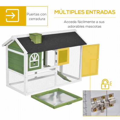 Pawhut Conejera De Madera 120x60x79 Cm Con Techo Asfáltico Verde_4