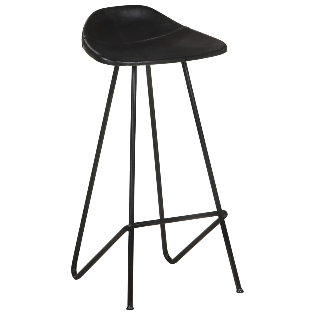 Taburetes De Cocina 4 Unidades Cuero Auténtico Negro_1