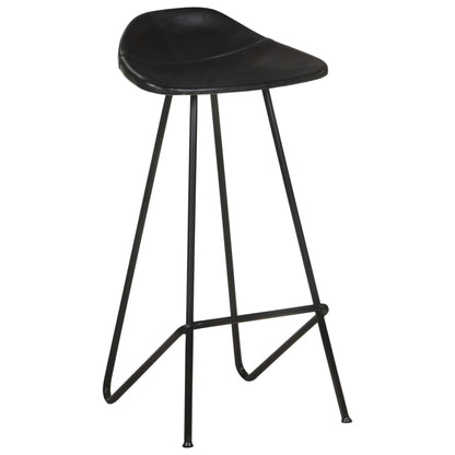 Taburetes De Cocina 4 Unidades Cuero Auténtico Negro_1