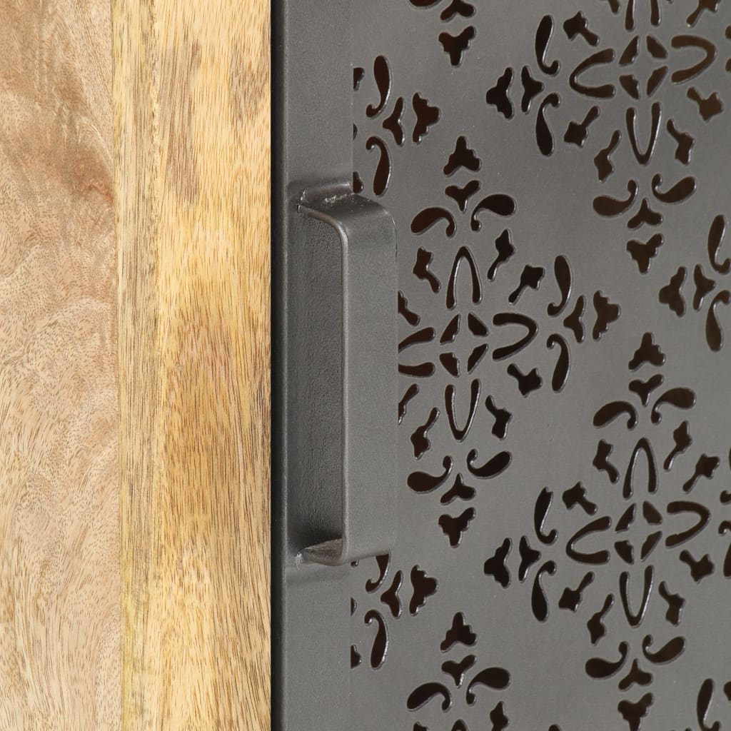 Mesita De Noche Con Puerta Madera Maciza De Mango 40x30x50 Cm_4