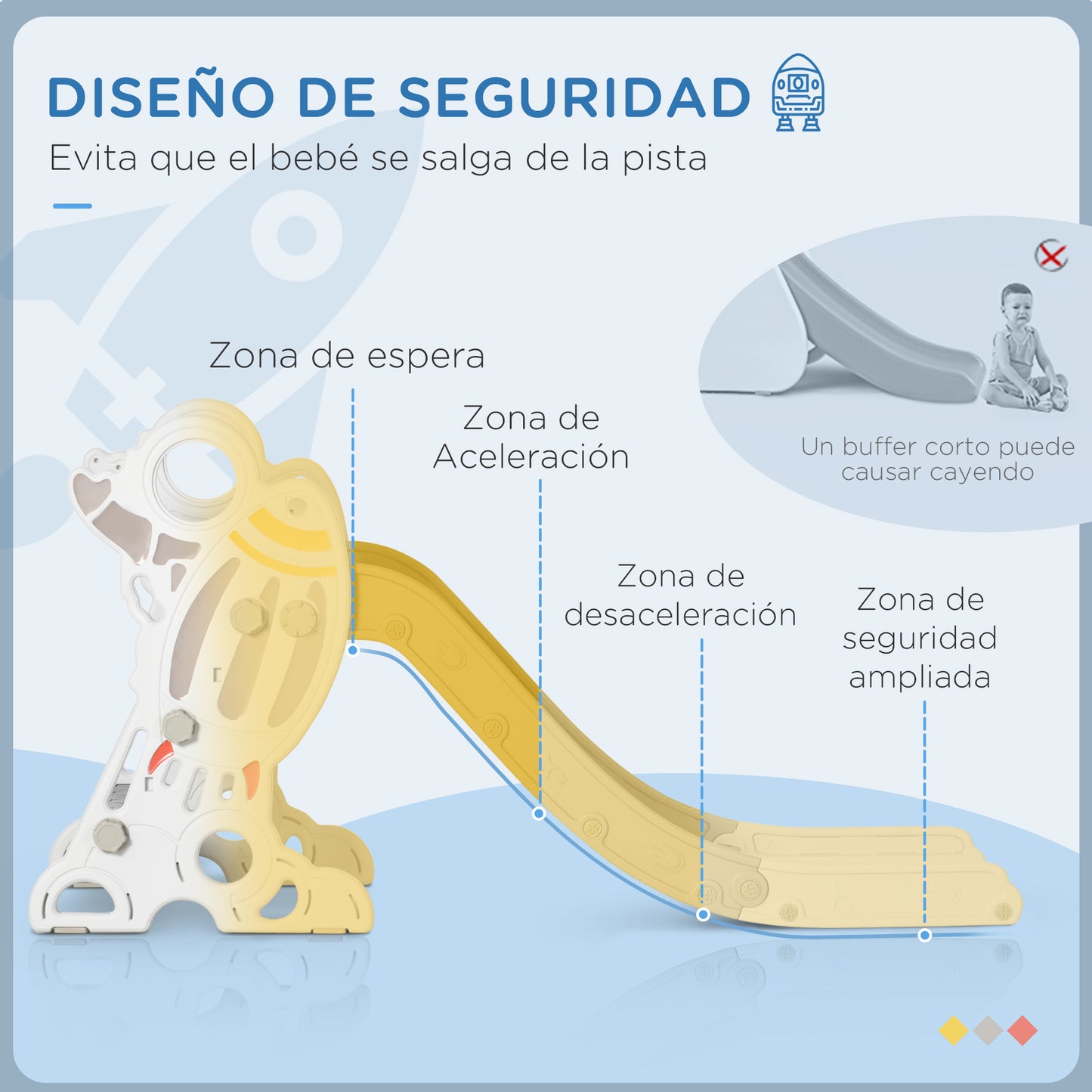 Aiyaplay Tobogán Para Niños De 18-36 Meses Con 3 Escaleras 157x46,5x80 Cm Gris_3
