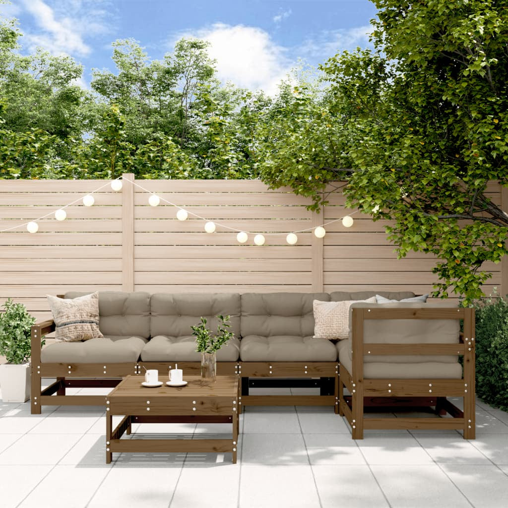 Vidaxl Juego Muebles De Jardín 6 Piezas Madera Maciza Pino Marrón Miel_1