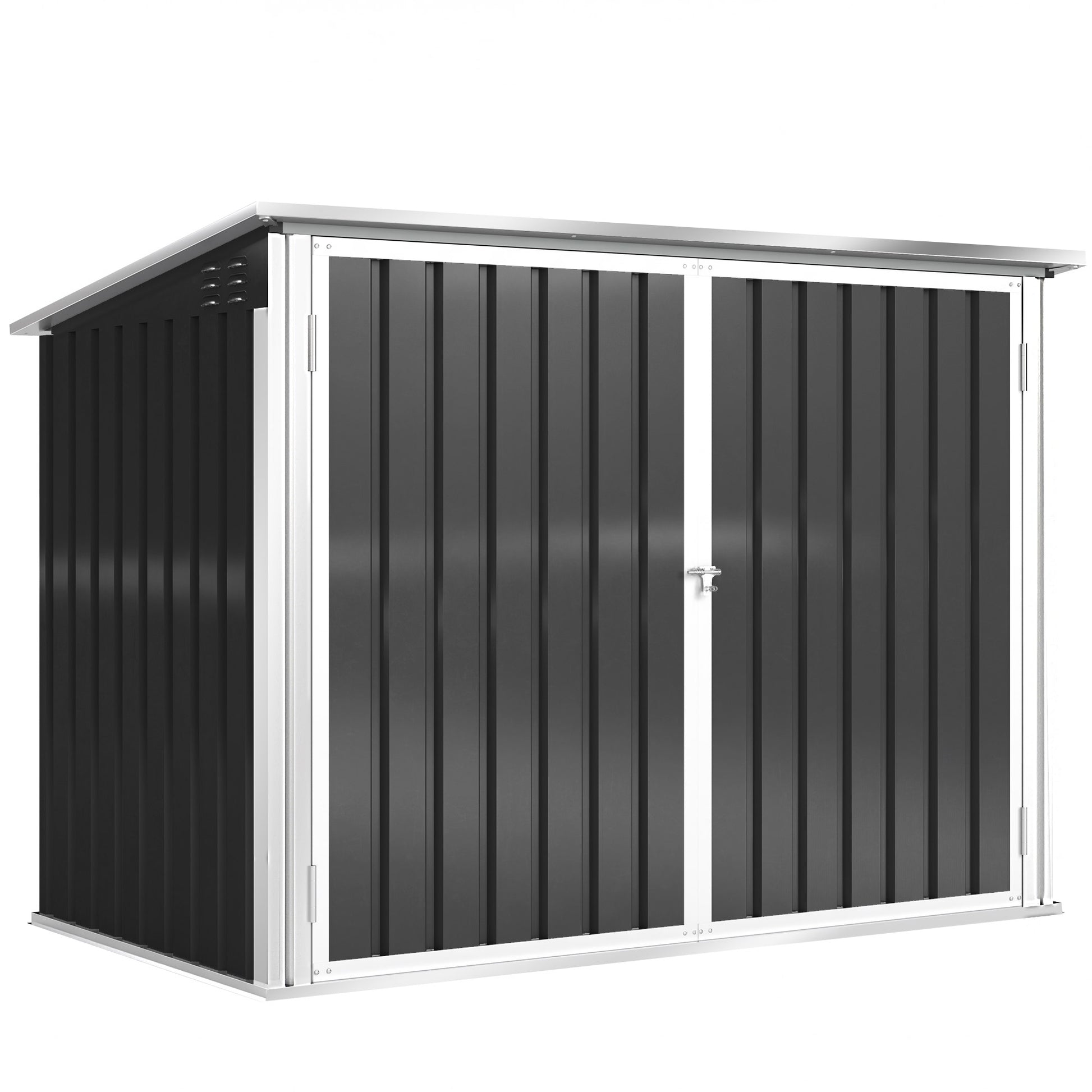 Outsunny Cobertizo Para Contenedor De Basura Doble Gris Oscuro_0
