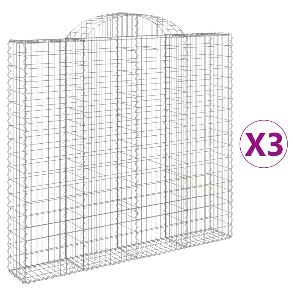Cestas De Gaviones 3 Uds Forma De Arco Hierro 200x30x180/200 Cm_0