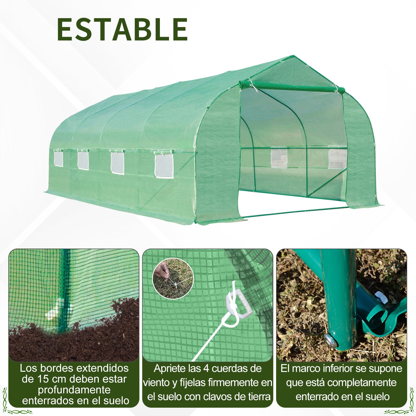 Outsunny Invernadero De Jardín 6x3x2 M Tipo Túnel Para Cultivo Plantas_4