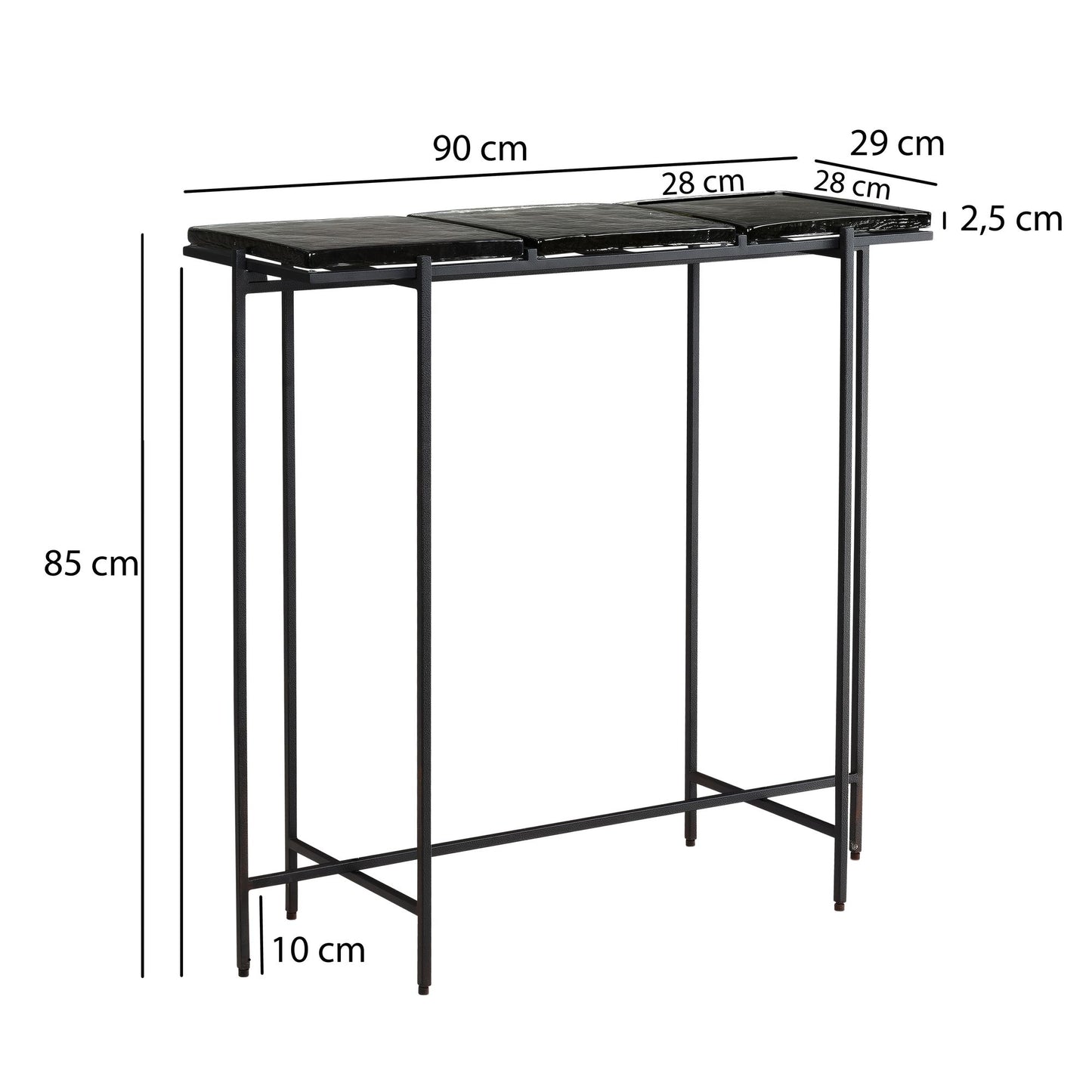 Mesa Consola Negra 90x29x85 Cm_3
