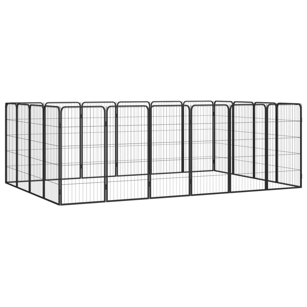 Jaula Perros 20 Paneles Acero Recubierto Polvo Negro 50x100cm_1