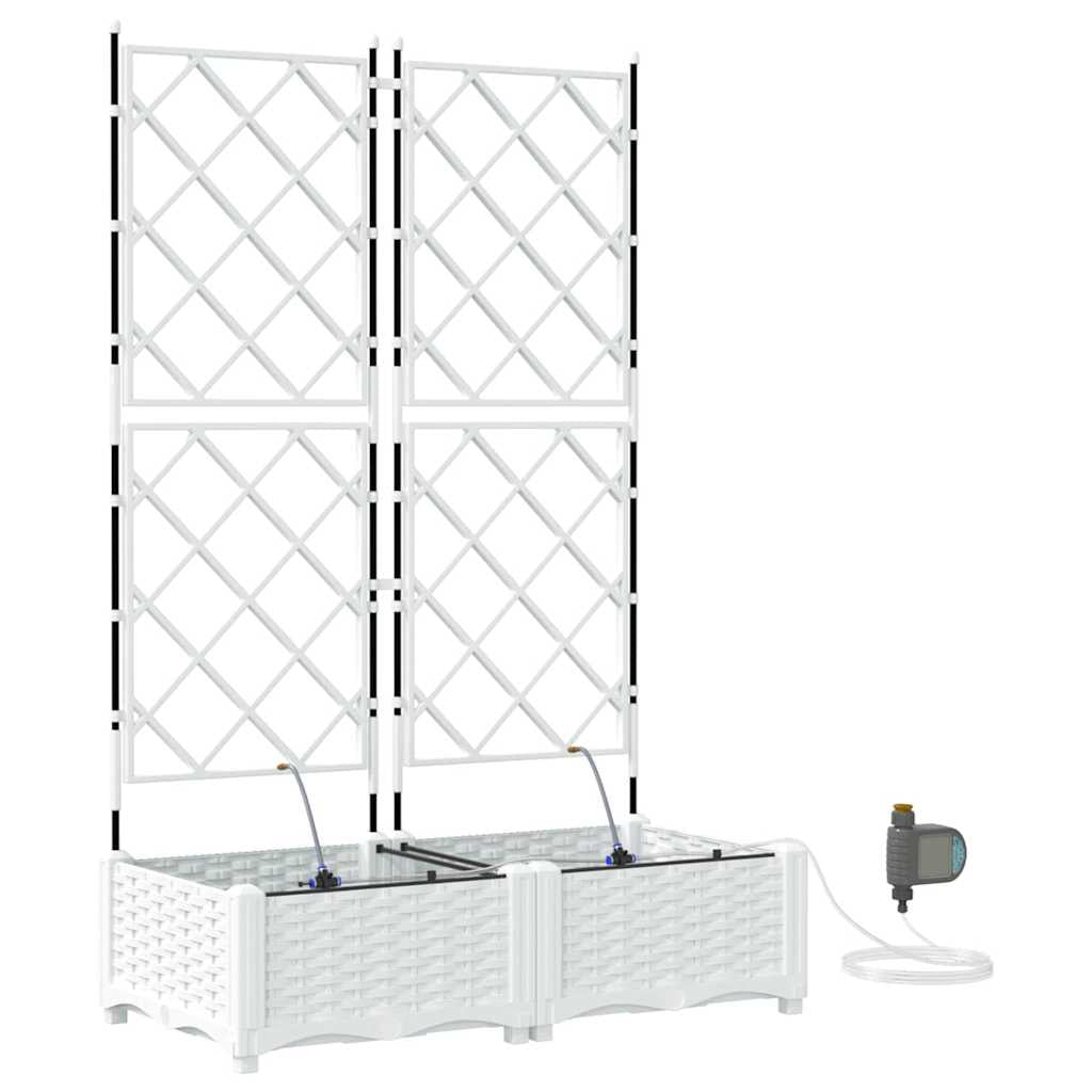 Vidaxl Jardineras Blanco 80 X 40 X 126 Cm Acero_0