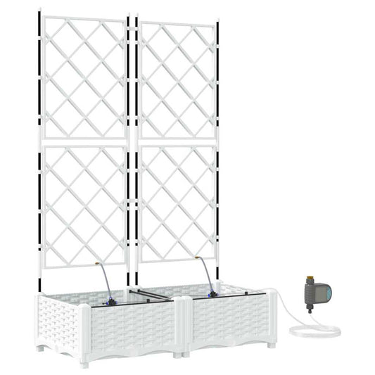 Vidaxl Jardineras Blanco 80 X 40 X 126 Cm Acero_0