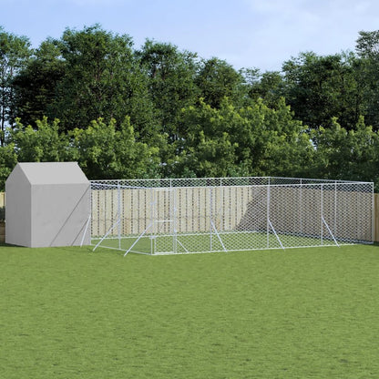 Vidaxl Perrera De Exterior Con Toldo Acero Galvanizado Plata 10x6x2,5m_1
