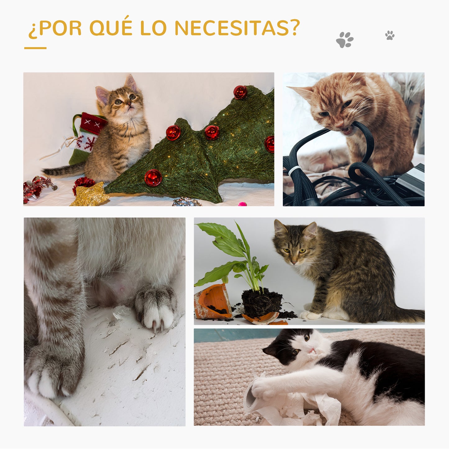 Pawhut Árbol Rascador Para Gatos Pequeños De 57 Cm Con Poste De Yute Rascador_5