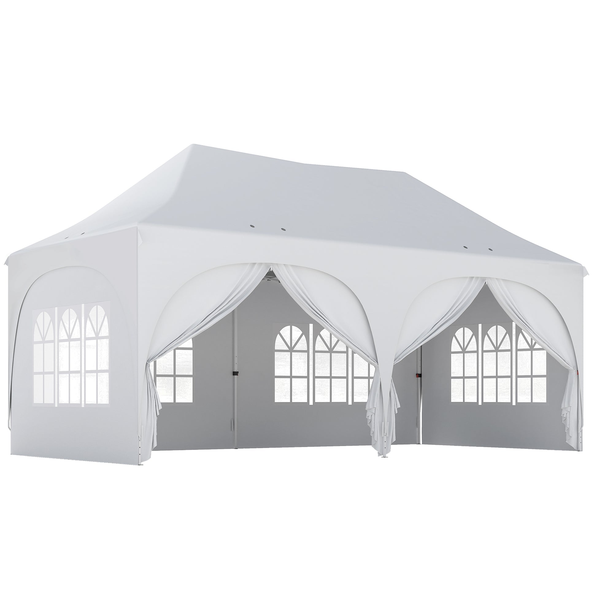 Outsunny Carpa Plegable 6x3 M Con Altura Ajustable 6 Laterales Extraíbles Gris_0