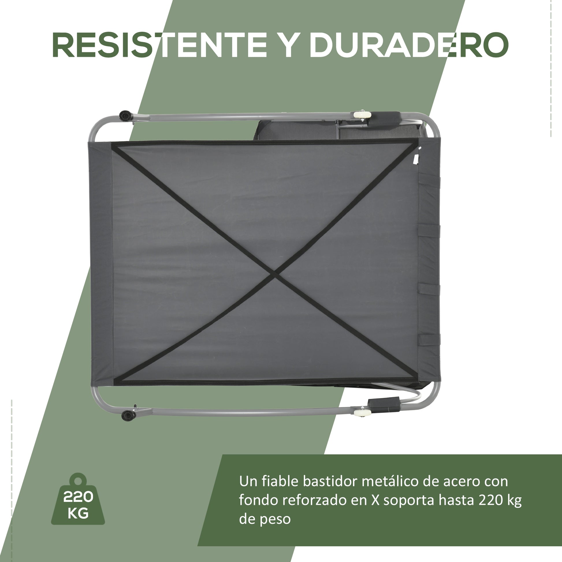 Outsunny Tumbona Doble De Jardín Con Toldo 2 Cojines 200x175x134 Cm Gris_5