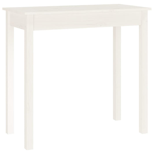 Mesa Consola De Madera Maciza De Pino Blanco 80x40x75 Cm_0
