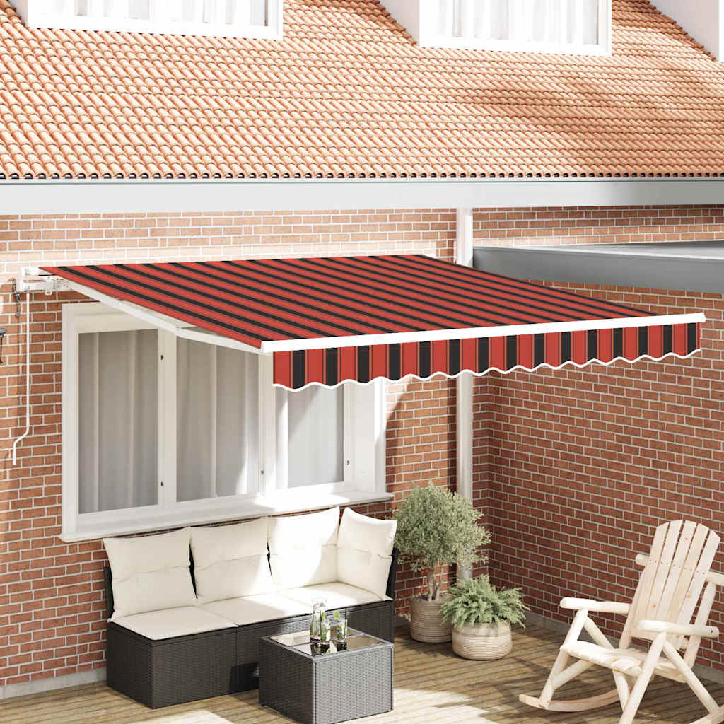 Toldo Retráctil Naranja Y Marrón 300 X 250 Cm Tela Y Aluminio_1