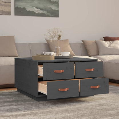 Mesa De Centro De Madera Maciza De Pino Gris 80x80x45 Cm_2