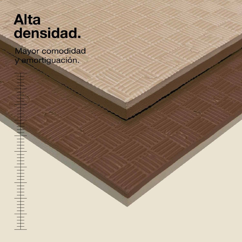 Jowy Tatami Puzzle 2cm 100x100cm, Pack 4 Unidades – Superficie 5 Líneas Marrón/beige_1
