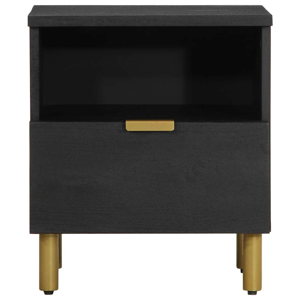 Mesita De Noche Madera Maciza De Ingeniería Negra 40x33x46 Cm_2