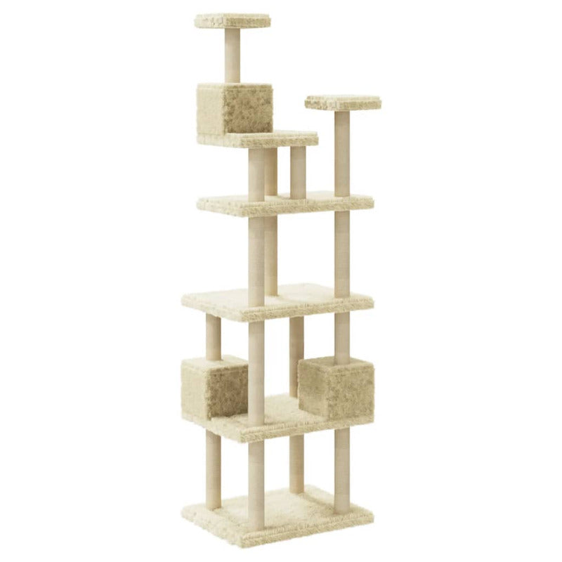Vidaxl Rascador Para Gatos Con Postes De Sisal Crema 188 Cm_5