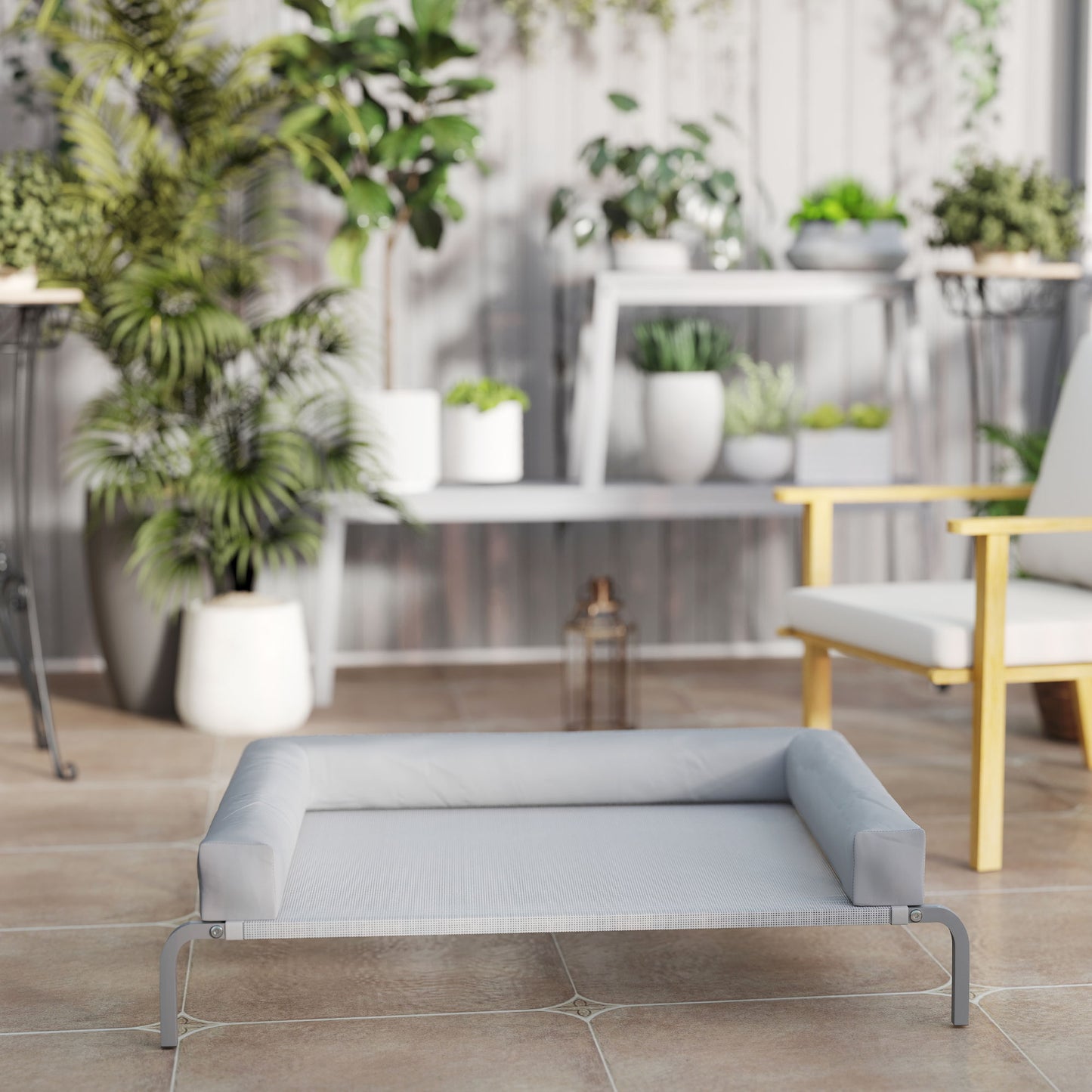Pawhut Cama Elevada Para Perros Transpirable Con Refuerzos Extraíbles Gris Claro_4
