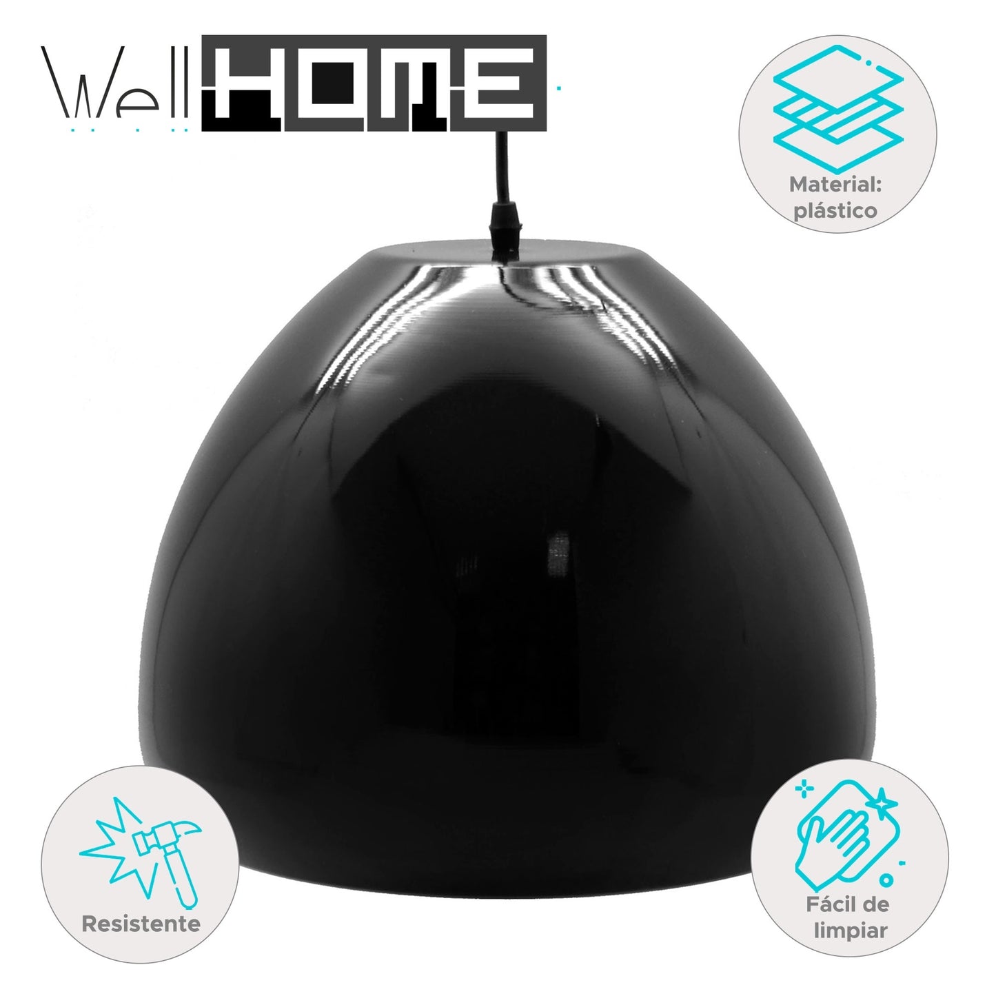 Lámpara Colgante De Techo Diseño Globo Negro Acrílico Ø34x26cm