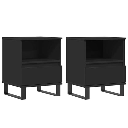 Mesitas De Noche 2 Uds Madera De Ingeniería Negro 40x35x50 Cm_0