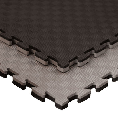 Tatami Puzzle 2,5cm 100x100cm, Pack 4 Unidades – Superficie 5 Líneas Gris/negro