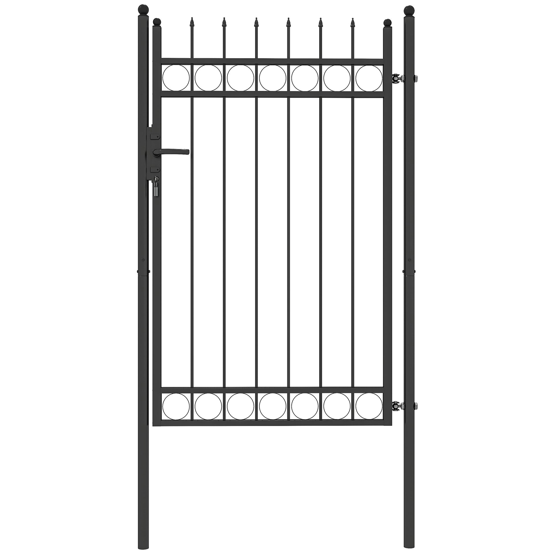 Outsunny Puerta De Jardín 147,5x89 Cm Con Asa Cerradura Y 3 Llaves Negro_0