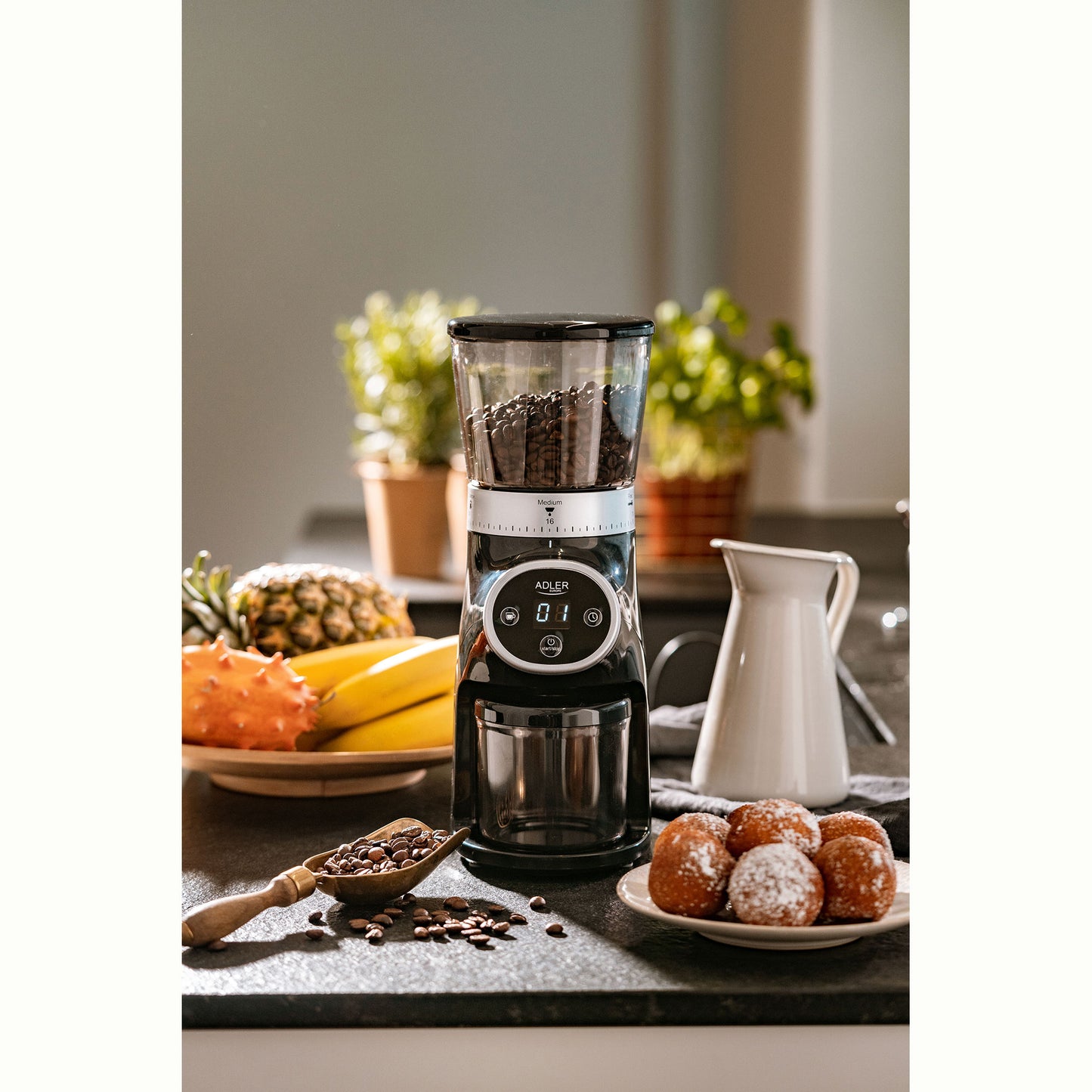 Molinillo Café Profesional Eléctrico, Sistema De Muelas, 17 Niveles Molido, 60 Gr, Temporizador Adler Ad4450, Negro, 300w_3