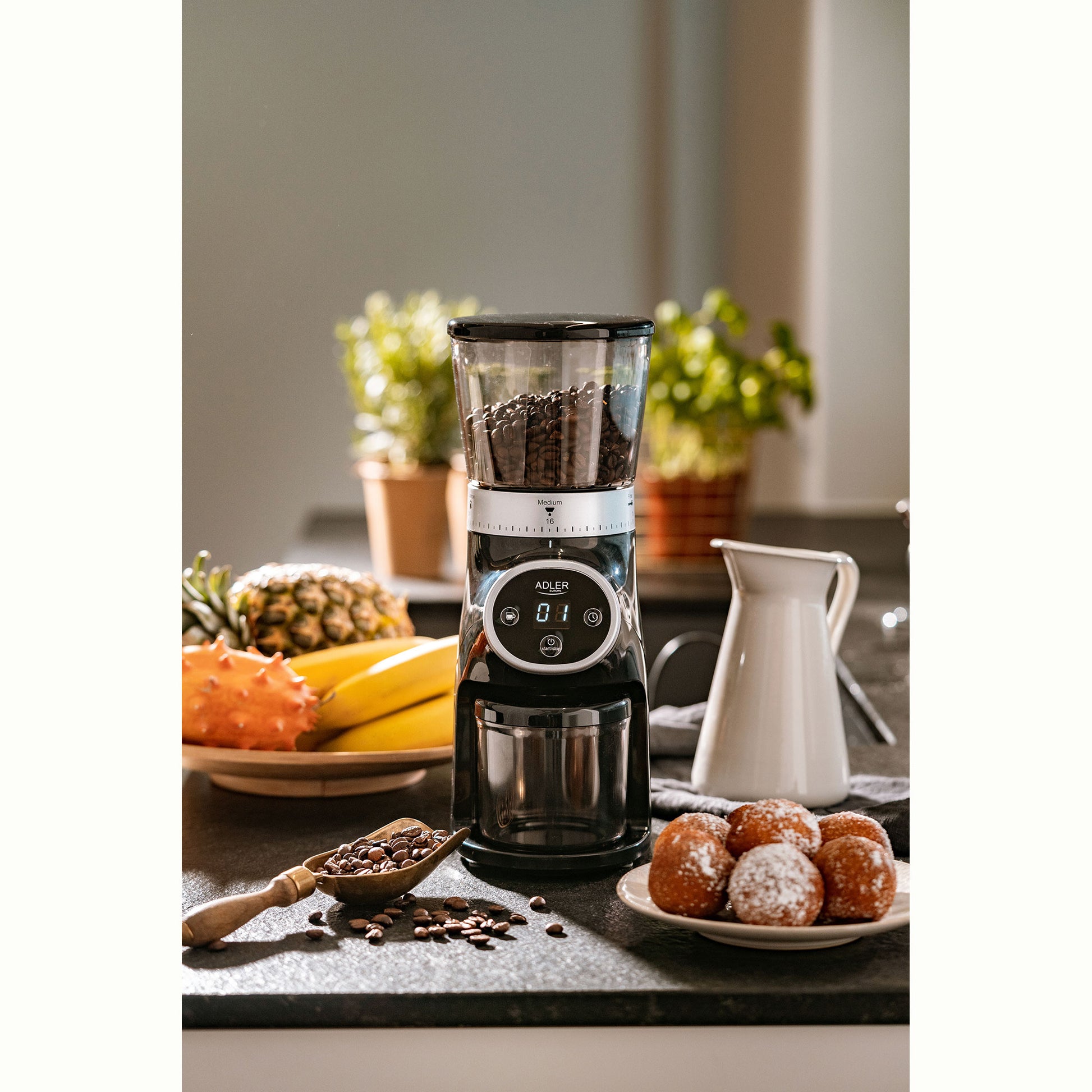 Molinillo Café Profesional Eléctrico, Sistema De Muelas, 17 Niveles Molido, 60 Gr, Temporizador Adler Ad4450, Negro, 300w_3