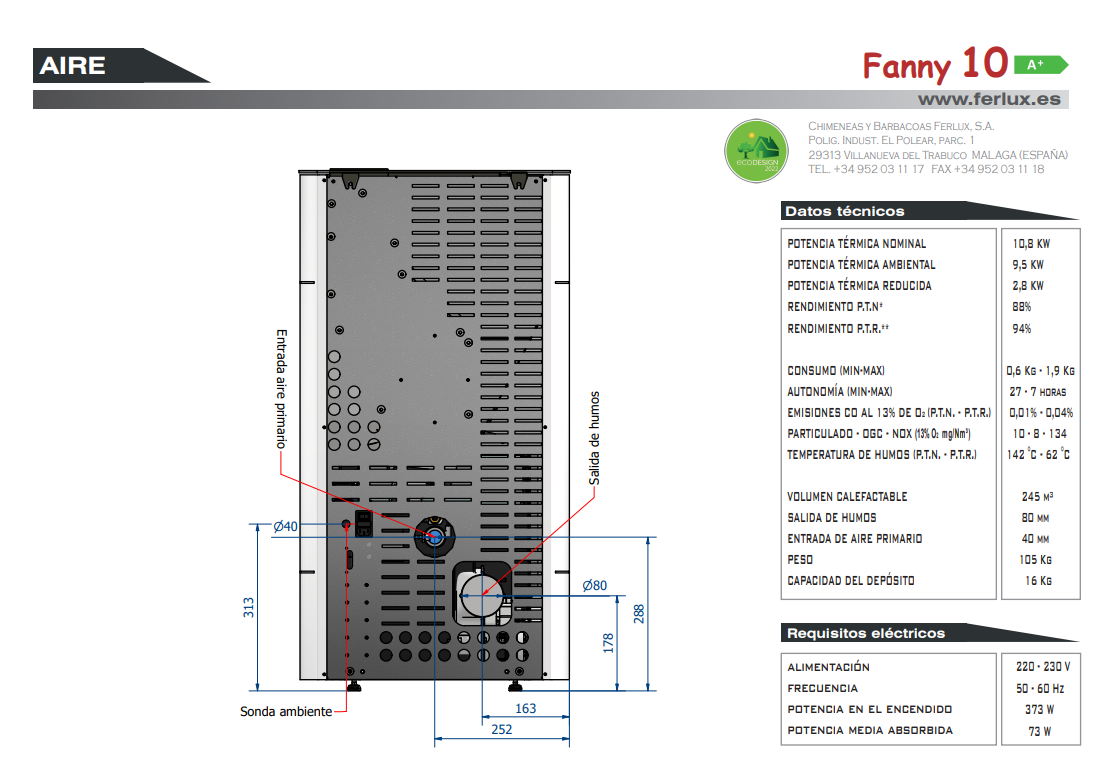Bricosol Estufa De Pellets Modelo Fanny 10 Negro De Ferlux_3