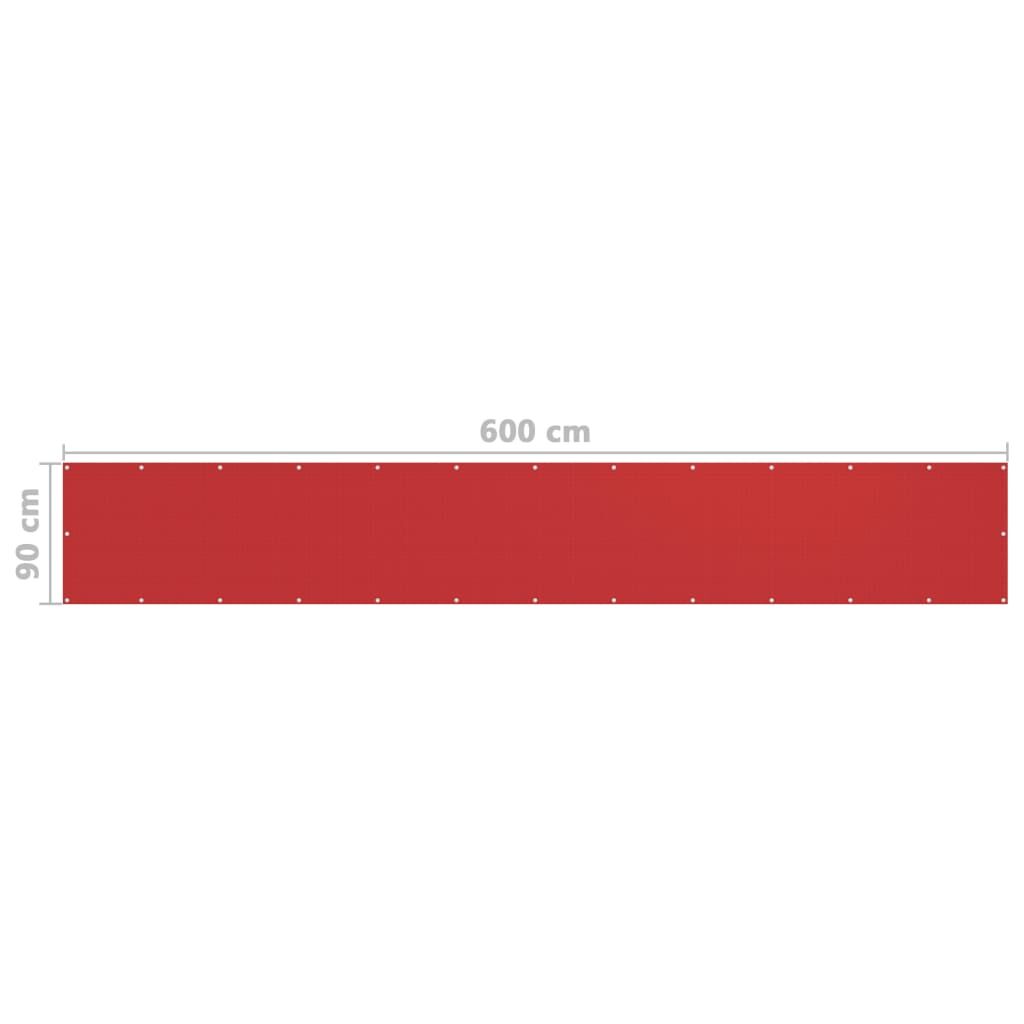Vidaxl Toldo Para Balcón Hdpe Rojo 90x600 Cm_2