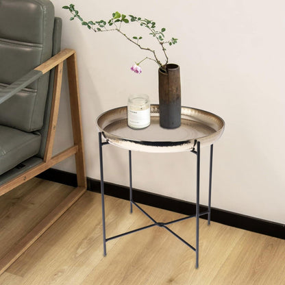 Mesa Auxiliar Redonda Color Oro Ø35x36cm - Well Home_2
