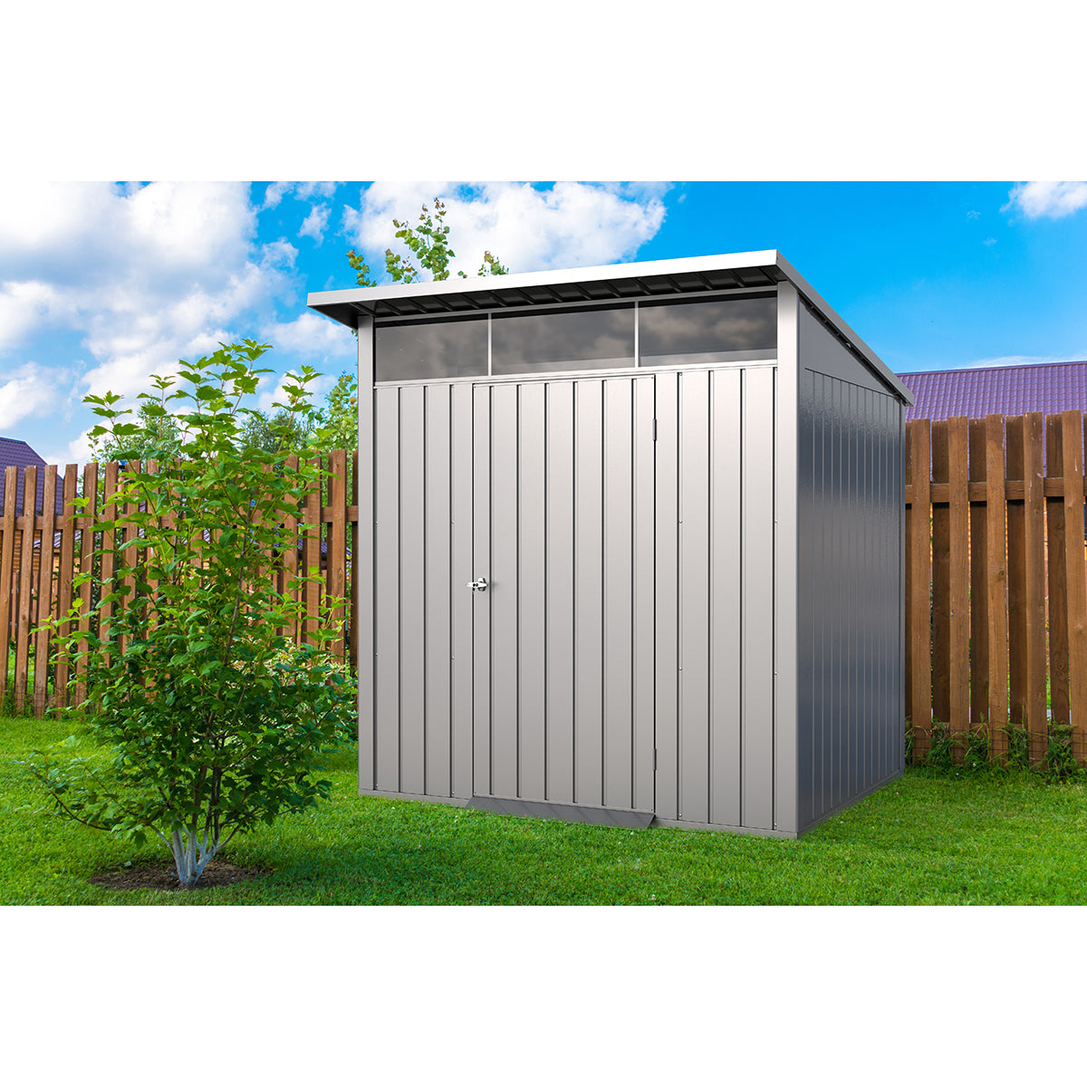 Caseta Jardín Palladium 6×5 Metal Gris Plata_1