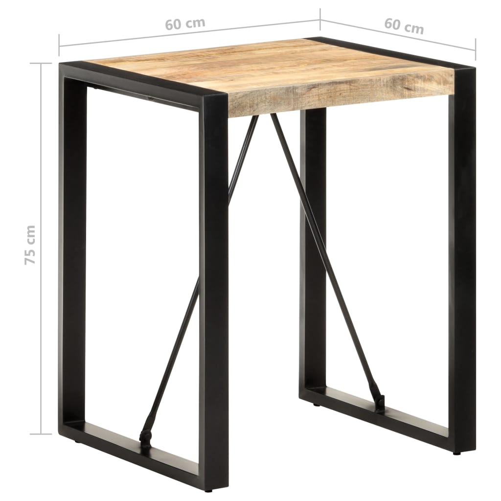Mesa De Comedor Madera Maciza De Mango Rugosa 60x60x75 Cm_3