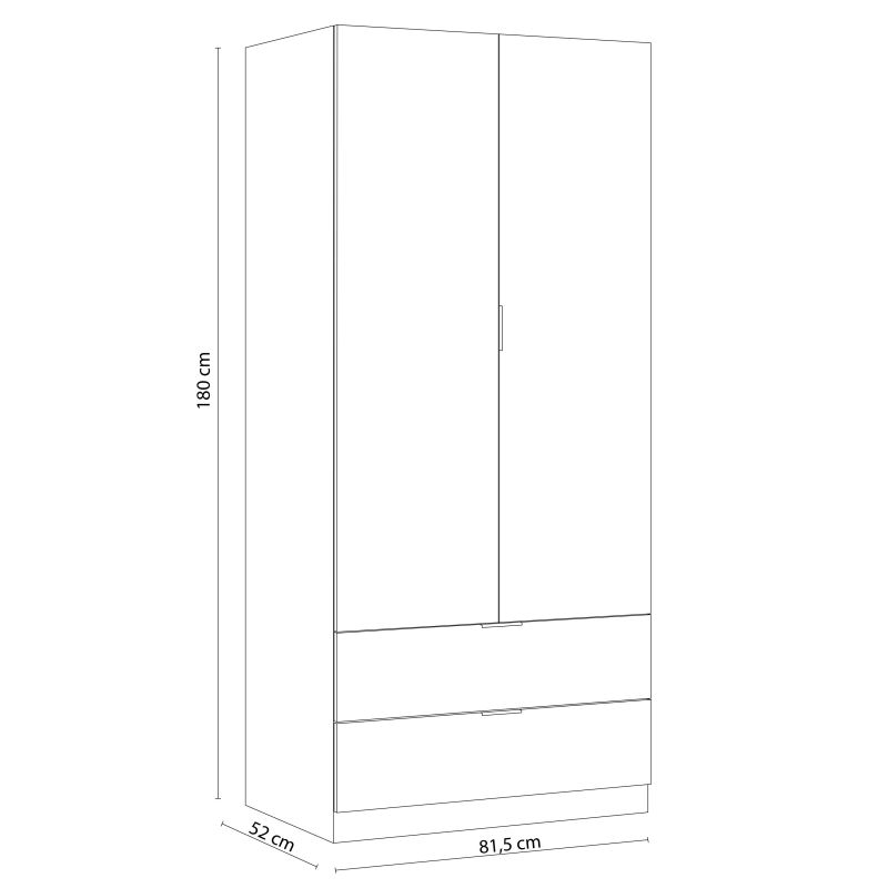 Armario Lark 2 Puertas 2 Cajones Melamina, Roble, 81,5 X 180 X 52_4