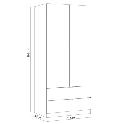Armario Lark 2 Puertas 2 Cajones Melamina, Roble, 81,5 X 180 X 52_4