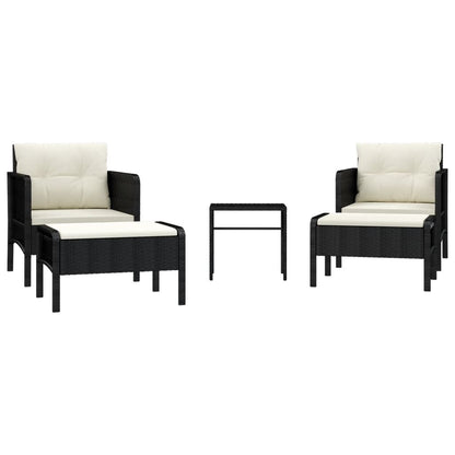 Vidaxl Set De Muebles De Jardín 5 Pzas Y Cojines Ratán Sintético Negro_0