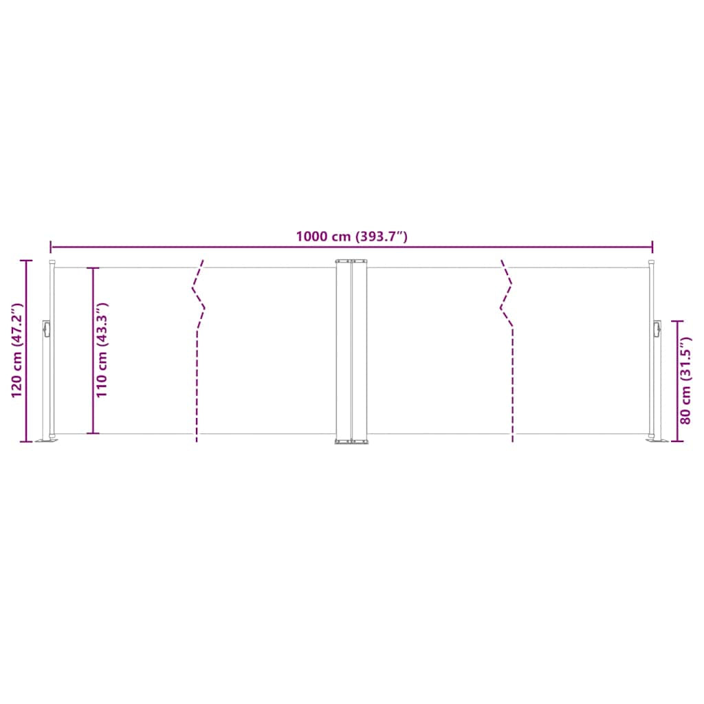 Vidaxl Toldo Lateral Retráctil Marrón 120x1000 Cm_2