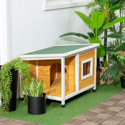 Pawhut Caseta Para Perros De Madera 85,5x62x60cm Con Techo Asfáltico Impermeable_4
