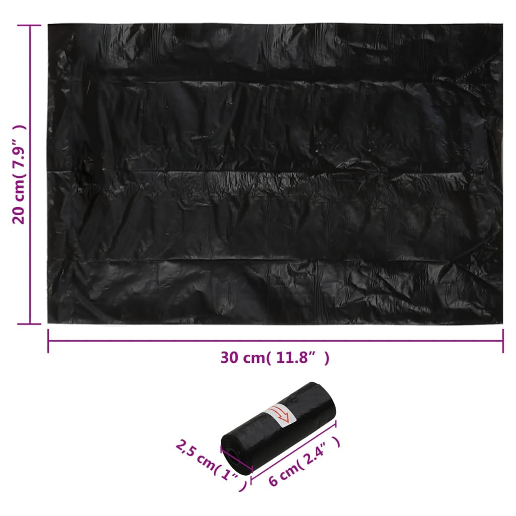 Vidaxl Bolsas Para Cacas De Perro 750 Uds Pe Negro 30x20 Cm_2