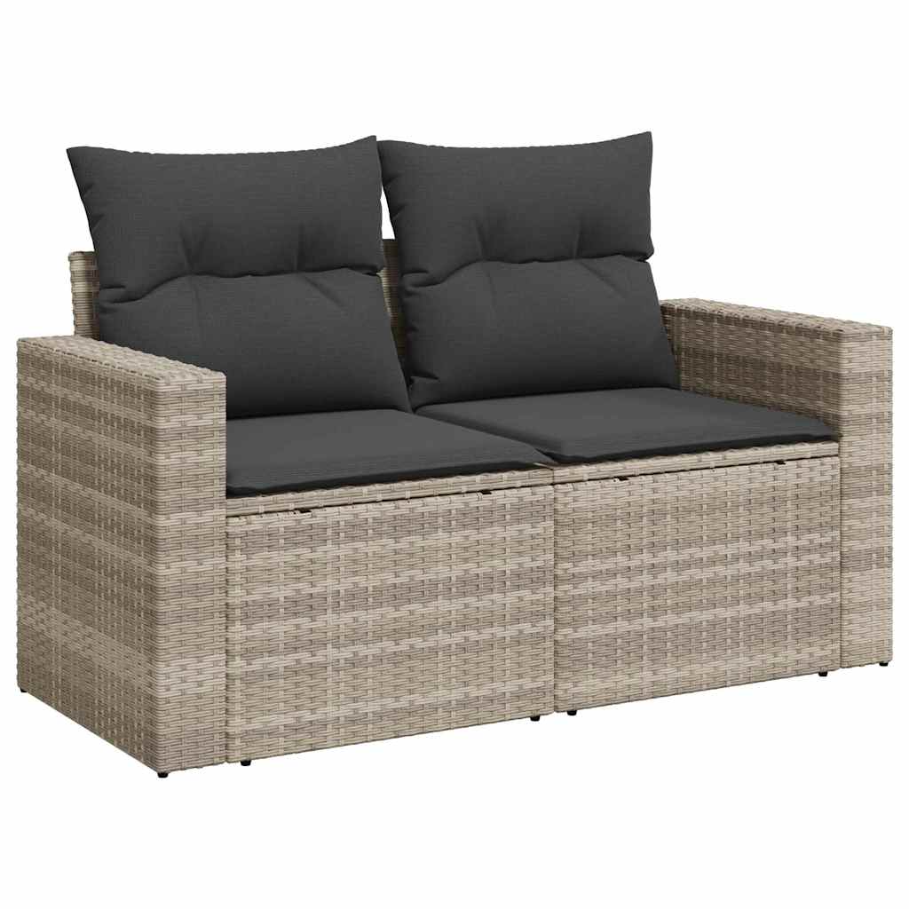 Set Sofás Jardín 10 Pzas Con Cojines Ratán Sintético Gris Claro / Vetonek_0