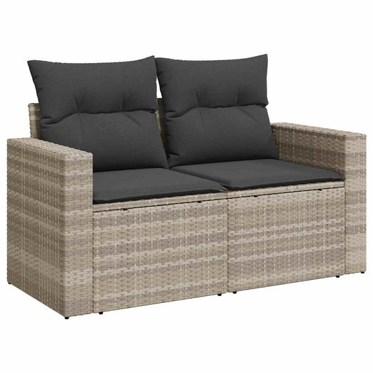 Set Sofás Jardín 10 Pzas Con Cojines Ratán Sintético Gris Claro / Vetonek_0