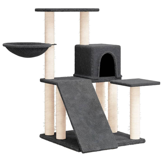 Vidaxl Rascador Para Gatos Con Postes De Sisal Gris Oscuro 82 Cm_0