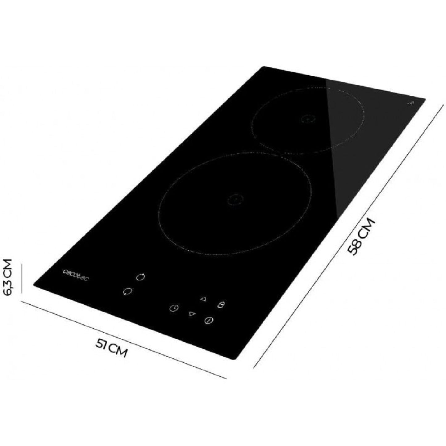 Placa De Vitrocerámica 2 Fuegos Bolero Squad V 2100. Potencia Máxima 3000 W, 9 Niveles De Potencia, Touch Control, Detector De Sartenes, Diámetro 16_2